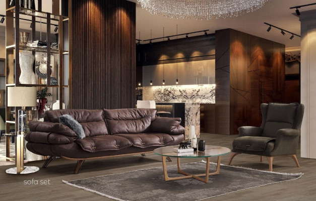 Weicher Ohrensessel Couch Sessel Einsitzer Möbel Sofa Wildleder Optik Schwarz