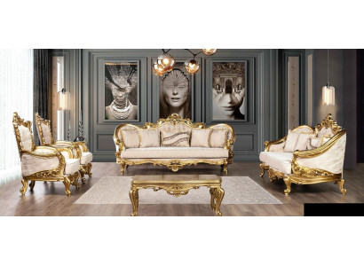 Sofagarnitur Sofa Sitzer Couchtisch Sessel Sofas Set Stoff Barock Sitz 5tlg. Neu