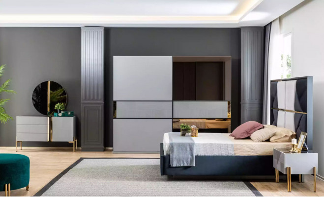 Luxus Schlafzimmer Bett Doppel Betten Design Holz Möbel Bettrahmen Neu