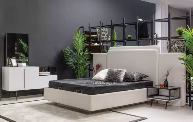 Makelloses modernes Designer-Bett für Ihr Schlafzimmer in Weiß	