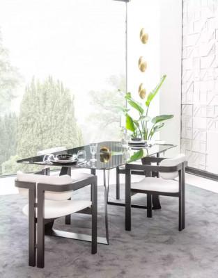 Esszimmerstuhl Stuhl Lehnstuhl Design Esstisch Sitz Holz Luxus Weiß