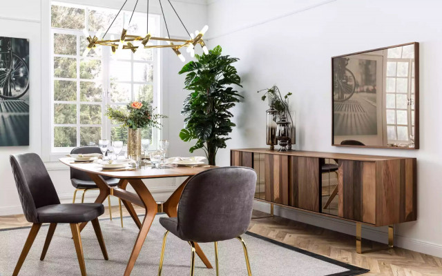 Komplett Set Esstisch 4x Stühle Esszimmer Set Ess Gruppe Sideboard 7tlg