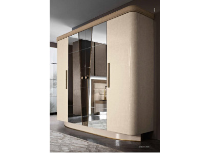 Kleiderschrank Schrank Spiegel Holz Möbel Schränke Garderobe Holz Italien Neu