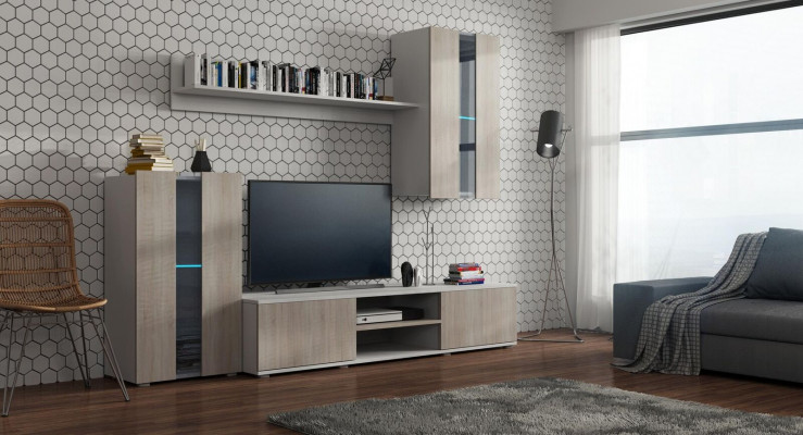 Set Modern Wohnwand Vitrinen Regal Schrank Wohnzimmer Modern Stil Wohnwände 4tlg