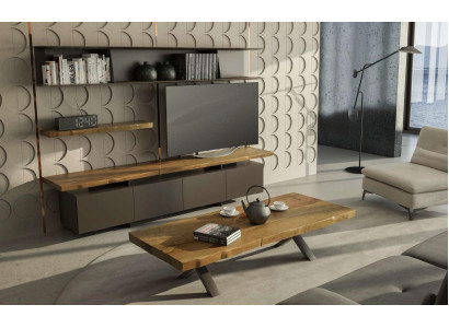 Holz Wohnwand Couchtisch Moderne Wohnzimmermöbel Schwarz TV Sideboard