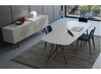 Esszimmergarnitur Moderne Esszimmergarnitur Weißes Sideboard mit Stauraum