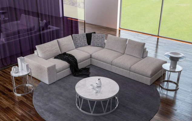 Weißes Ecksofa Polster Eckgarnitur Luxus L-Form Sofas Modern Design