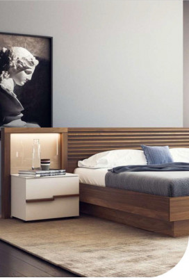 Braunes Schlafzimmer Set Luxus Bett Kommode Nachttische Walnuss Natur