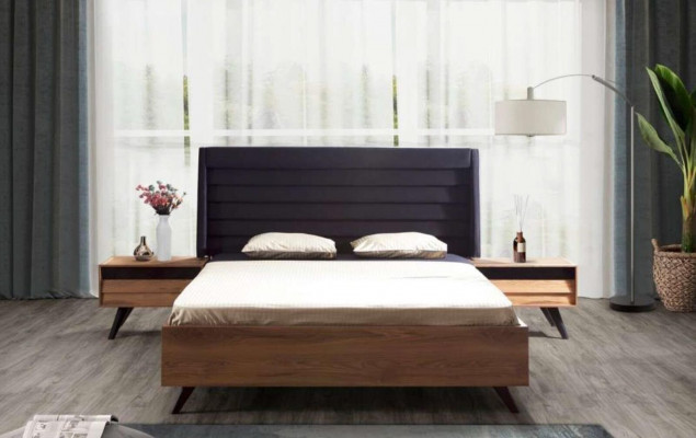 Großes Schlafzimmer-Set Schlafzimmermöbel Kleiderschrank Bett Nachttische