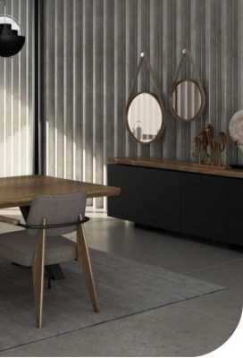 Esszimmer Anrichte Walnuss natur - Anthrazit matt Kommode Luxus Möbel