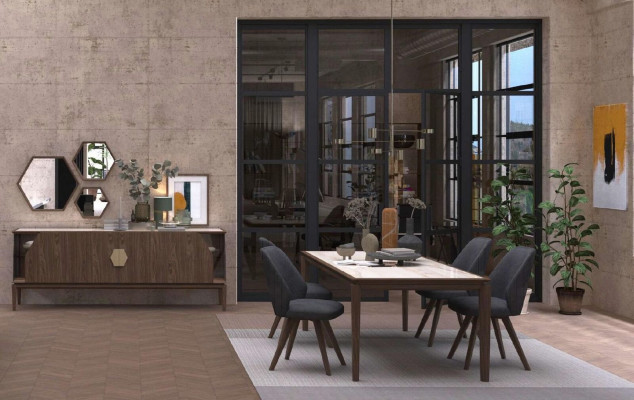 Luxus Braunes Sideboard Mit Glaselementen Stauraum Esszimmermöbel Holz