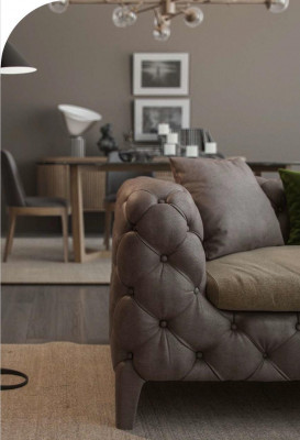 Chesterfield Viersitzer Taupe Moderne Couch Wohnzimmermöbel Modern Neu