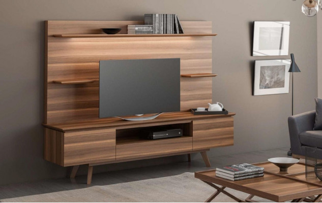 Walnuss natur Luxus Regale Moderne Wohnzimmer Möbel Hängeregale Neu