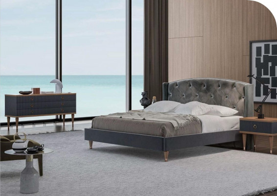 Designer Kommode Mit Schubladen Natural Walnut- Matt Anthracite