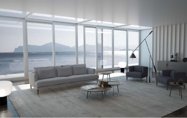 Grauer Einsitzer Luxus Designer Sessel Ruhesessel Ohrensessel Modern