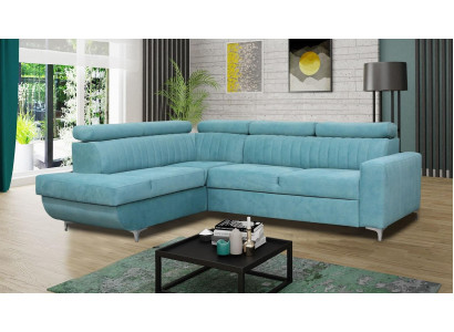 Blaue Couch Wohnlandschaft Stoff Eck Sofa Design Textil Sofa L-Form Möbel 