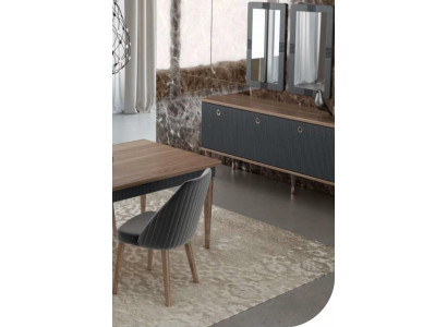 Grauer Moderner Luxus Stuhl Stühle Einsitzer Holzmöbel Küchenstühle