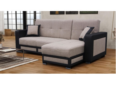 Ecksofa mit Hocker Schlafsofa Garnitur Wohnlandschaft L-Form Designer Sofa Couch