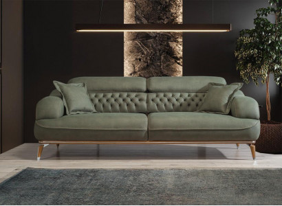 Sofa 3 Sitzer Grau Luxus Textil Wohnzimmer Design Italienischer Stil