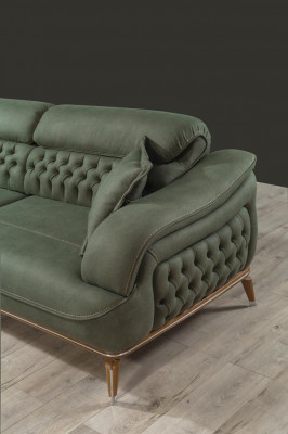 Sofa 3 Sitzer Grau Luxus Textil Wohnzimmer Design Italienischer Stil