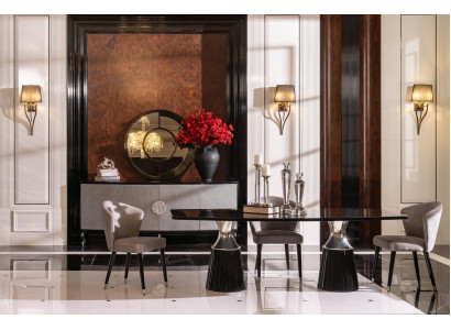 Luxus Essgruppe Essecke Esstisch Stühle Schwarz 9tlg Esszimmer Holz