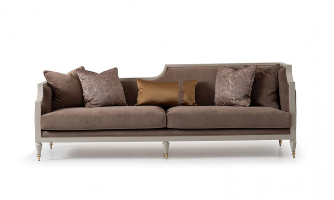Komplette Couchgarnitur Viersitzer 4 Sitz Stoffsofa Sessel Braun 3tlg