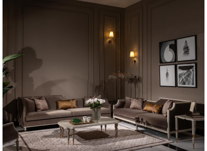 Viersitzer Sofagarnitur 4 Sitz Sofa Stoffsofa Polstersofa Braun Set