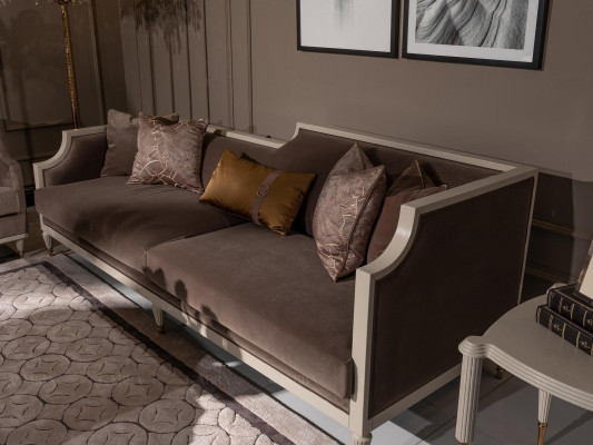 Viersitzer Sofagarnitur 4 Sitz Sofa Stoffsofa Polstersofa Braun Set