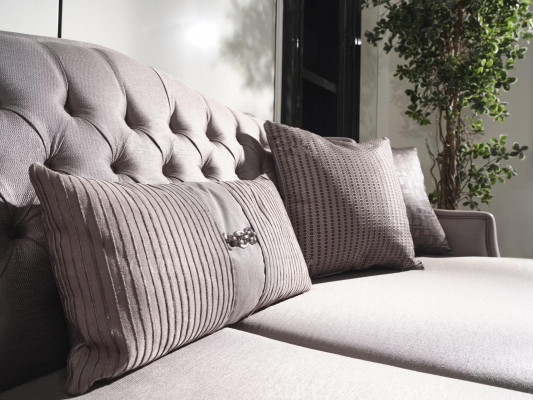 Sofagarnitur Sofa 3 Sessel Stoffsofa Grau 3tlg Dreisitzer Polstersofa