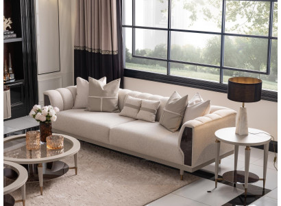 Dreisitzer Sofa 3 Sitzer Couchtische Beige Stoffsofa Set 3tlg Garnitur