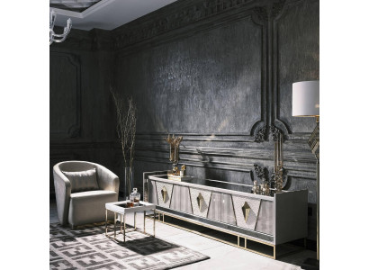 Komplette Wohnzimmer Sessel Beistelltisch Set 3tlg Grau RTV Lowboard