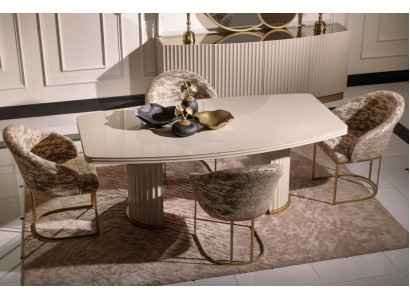 Essgruppe Essecke Esstisch Stühle Set 7tlg Esszimmer Beige Holz Design