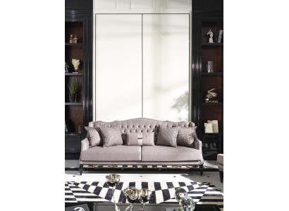 Chesterfield Sofa 3 Sitzer Stoffsofa Grau Dreisitzer Polstersofa Stoff