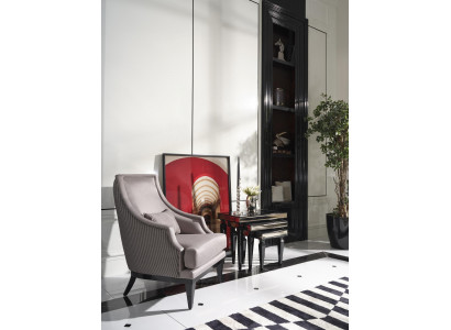 Komplette Sessel Wohnzimmer Beistelltische Set 4tlg Ohrensessel Grau