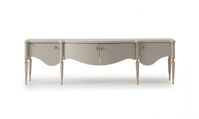 Sideboard RTV Lowboard TV Ständer Beige Holz Wohnzimmer Tisch Schrank