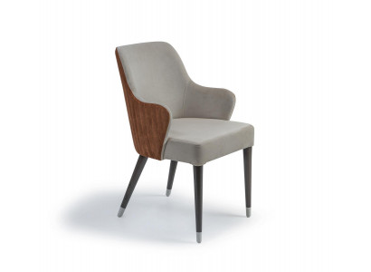 Luxus Stuhl mit Armlehnen Grau Polstersitz Modern Esszimmer Designer Möbel