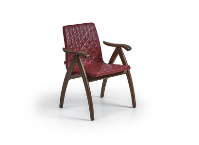 Modern Stuhl mit Armlehnen Leder Sitz Design Holz Stühle Esszimmer