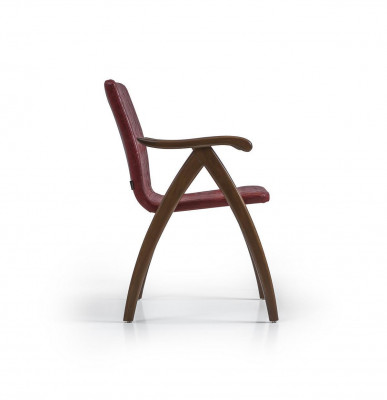 Modern Stuhl mit Armlehnen Leder Sitz Design Holz Stühle Esszimmer