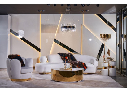 Moderne Sofagarnitur Weißer Dreisitzer Luxus Sessel Edler Couchtisch