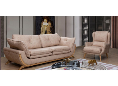 Beige Sitzgarnitur Luxus Sofas Designer Sofagarnitur 3+1 Sitzer Möbel