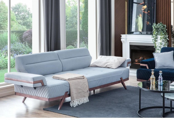 Modernes Sofas Designer Blauer 3-Sitzer Polstersofas Ledercouchen Neu