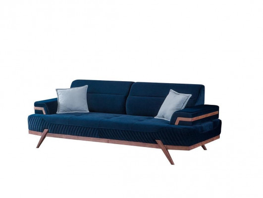 Dunkelblaues Sofa Wohnzimmer 3-Sitzer Textil Couch Designer Dreisitzer