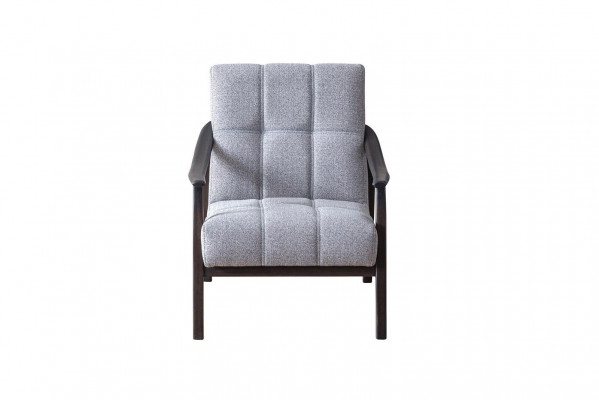 Designer Grauer Sessel Wohnzimmer Sitzmöbel Luxuriöses Holzgestell Neu