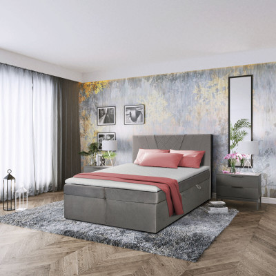 Doppelbett Polster Bett Grau 180x200 Betten Luxus Design Möbel Schlafzimmer Neu