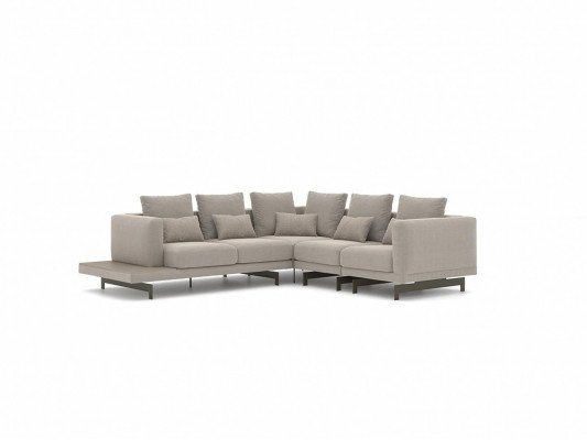 Polstermöbel Luxus Ecksofa L-Form Wohnzimmer Grau Sofa Couch Couchtisch