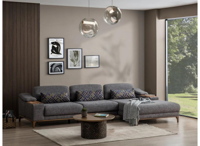  Wohnzimmer Luxus Grau Ecksofa L Form Polstermöbel Textil Garnitur Modern Design