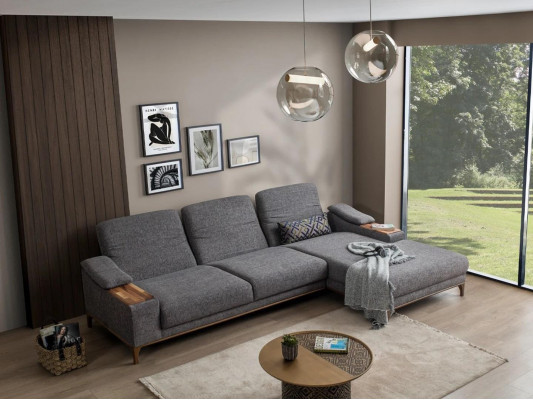  Wohnzimmer Luxus Grau Ecksofa L Form Polstermöbel Textil Garnitur Modern Design