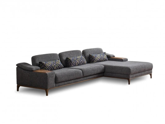  Wohnzimmer Luxus Grau Ecksofa L Form Polstermöbel Textil Garnitur Modern Design