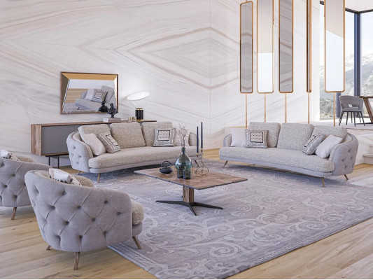 Chesterfield Möbel Sofagarnitur Wohnzimmer Set 5tlg Polstersofas Designer Sessel