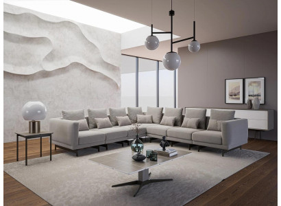 Wohnzimmer Grau Sofa Couch Polstermöbel Polstermöbel Neu Holz Couchtisch